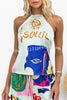 Meet Your Destiny  Satin Abstract Print Adjustable Tie Tank Top