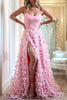 Daydream Off Shoulder Embroidered Tulle Floral Back Lace-up Prom Formal Maxi Dress