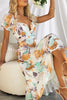 Choose You Satin Floral Print Puff Sleeve Midi Dress