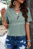Temperament and Casual Buttoned V Neck Hollow Short Sleeved Top