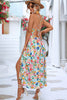 Harvest Sunshine Floral Backless Slit Midi Dress