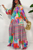 Bloom with A View Colorful Geometric Swing Maxi Dress