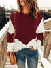 Elegant Round Neck Color Contrast Pullover Sweater