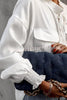 Round Neck Tie Pocket Oversized Shirt