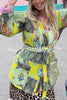 Unique Can Everywhere Patchwork Contrast Print Belted Pocketed Jacket