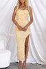 Date Night Strapless Embellished Rose Floral Tulle Split Maxi Dress