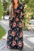 Floral Print V Neck Long Sleeve Maxi Dress