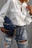 Round Neck Tie Pocket Oversized Shirt