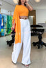 Feelin' Yourself One Shoulder Ruffle Sleeve Back Lace-up Crop Top