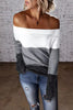 Lovely Chill Color Block Off Shoulder Sweater