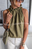 Whitney Cotton Blend Halter Tie Neck Tank Top