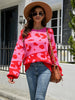 Round Neck Two-color Stitched Leopard Print Sweater Fashion Women's Pullover