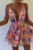 Rainbow Sequin Open Back Slip Mini Dress