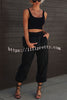 Let¡¯s Rewind Nylon Elastic Waist Pocketed Cargo Pants