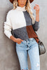Color Block Turtleneck Loose Sweater