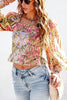 Palace Queen Floral Smocked Billowy Sleeves Top