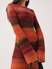 Bohemia Long Sleeves Color-Block Round-Neck Sweater Maxi Dresses