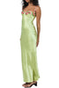 Darlin' Satin Rosette Embroidered Sweetheart Neckline Midi Dress