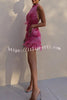 Fringed Halter Neck Backless Mini Dress