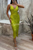 Party Seeker Sequin Pocketed Drape Slit Midi Dress
