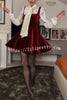 Heartfelt Wishes Velvet Square Collar Wide Strap Pleated Mini Dress