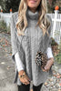High Neck  Cable Knit Poncho