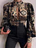 Stylish Retro Floral Printed Hollow Backless Round-Neck Blouses&Shirts Tops