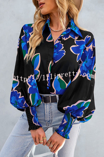 Contrast Unique Print Button Down Long Sleeved Shirt
