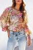 Palace Queen Floral Smocked Billowy Sleeves Top