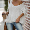 Fashion Women's Solid Color V-neck Loose Sweater