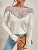 Bohemia Split-Joint Lacy Solid Color Round-Neck T-Shirts Tops