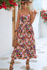 Harvest Sunshine Floral Backless Slit Midi Dress
