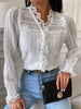 Bohemia Ruffled Embroidered White V-Neck Blouses&Shirts Tops