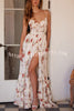 Palace Fairy Floral Corset Ruffle Layered Slit Maxi Dress