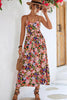 Harvest Sunshine Floral Backless Slit Midi Dress
