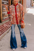 Boho Beauty Satin Abstract Print Dolman Sleeve Loose Blouse