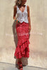 Brickell Printed Elastic Waist Ruffles Tiered High Low Maxi Dress