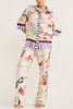Kielan Satin Contrast Fun Print Elastic Waist Pocketed Wide Leg Pants