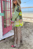Unique Can Everywhere Patchwork Contrast Print Belted Pocketed Jacket
