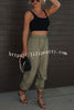 Let¡¯s Rewind Nylon Elastic Waist Pocketed Cargo Pants