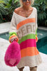 Lilipretty True Faith Knit Peace Pattern Color Blocks Loose Midi Sweater Dress