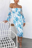 Shine Bright Floral Off Shoulder Smocked Waist Midi Dress