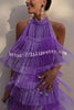Fringed Halter Neck Backless Mini Dress