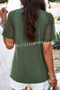 Round Neck Pleated Cutout Short Sleeved Top