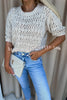 Round Neck Open Knit Short Sleeved Shirt