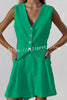 V Neck Sleeveless Single Breasted Top Side Pocket Shorts Set
