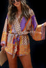 Sunset Drinks Satin Multi Printed Tie Waist Pocketed Loose Romper