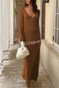 V Neck Button Down Knitted Cutout Long Sleeved Cover Up
