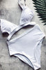 Solid Hollow High Waist Bikini Set