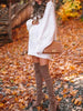 Leisure Long Sleeves Crochet Jacquard Round-Neck Sweater Mini Dresses
